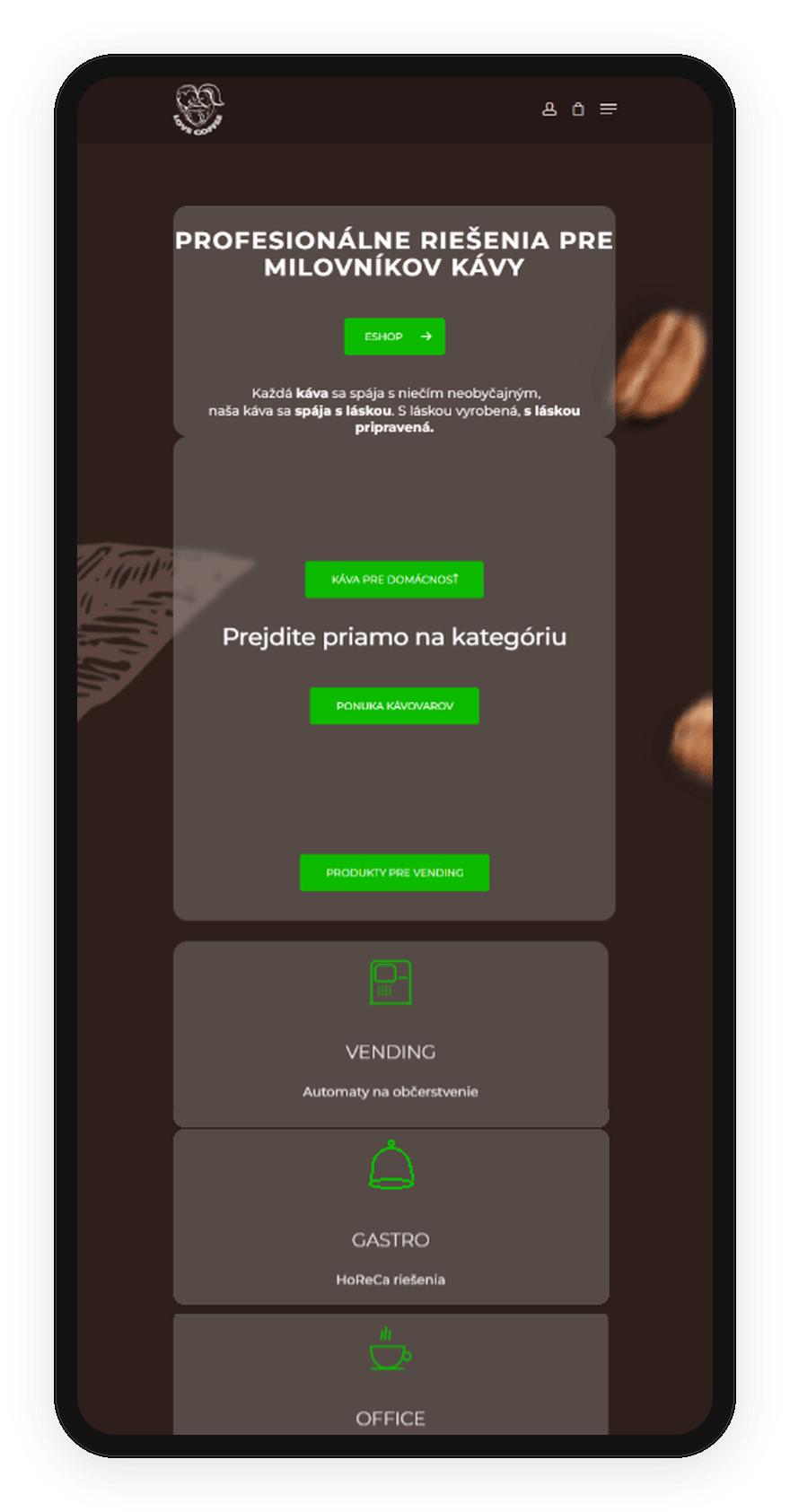 Ukážka webu — LOVE COFFEE